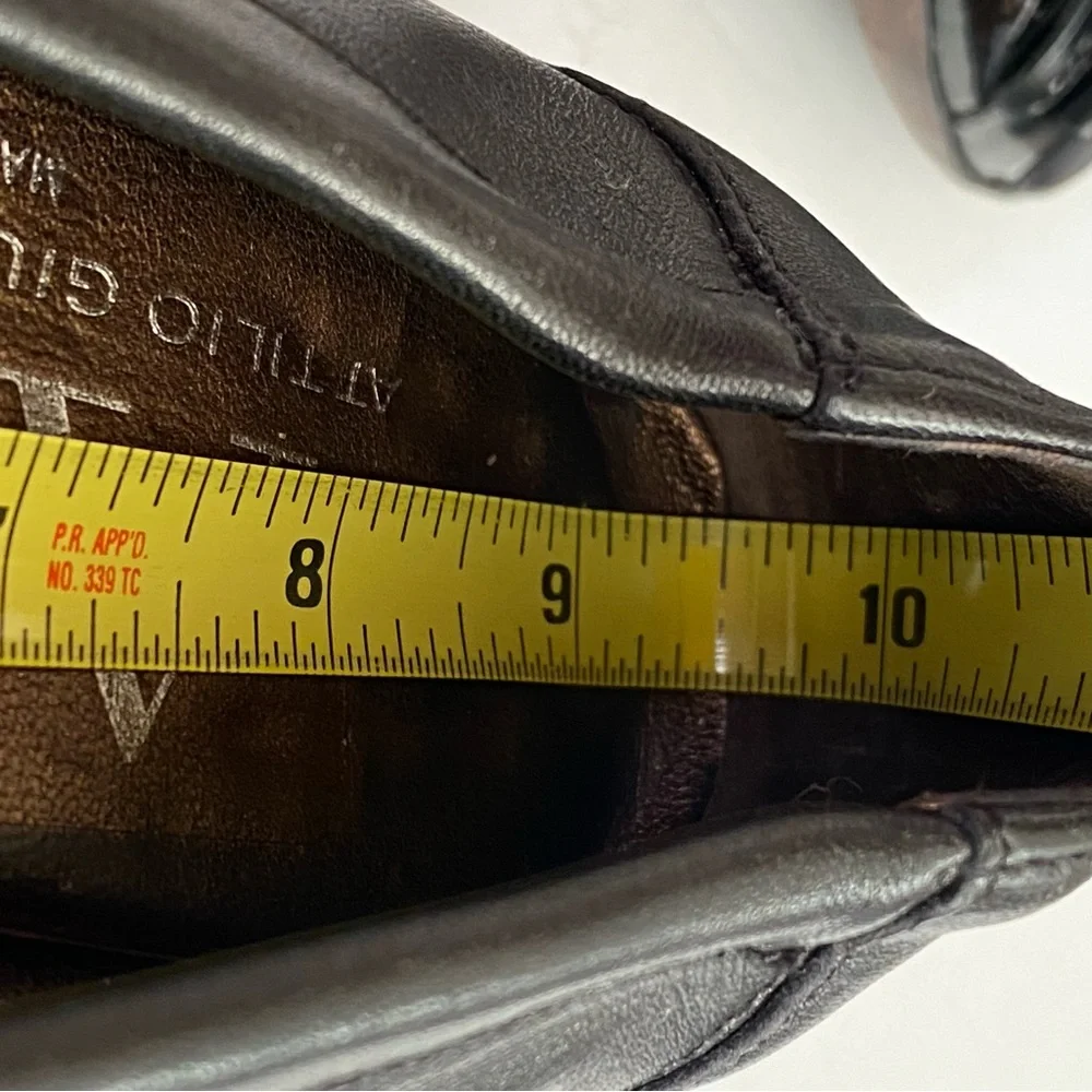 AGL Attilio Giusti Leombruni black leather patent round toe buckle ballet flats - Picture 9 of 9